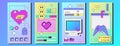 Social media posters template with retro desktop computer interface with buttons, browser windows, folders