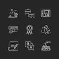 Social media presence chalk white icons set on black background Royalty Free Stock Photo