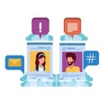 Social media profiles with speech bubble avatar carÃÂ¡cter