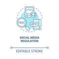 Social media regulation blue concept icon