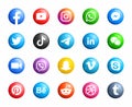 Social Media Round Modern 3D Icons Set