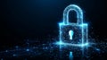 Social media safety is exemplified by the image of a glowing digital lock, which represents a secure and protected technology Royalty Free Stock Photo