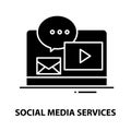 social media services icon, black vector sign with editable strokes, concept illustration Royalty Free Stock Photo