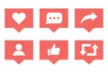 Social media set notifications icons like follower and comment w