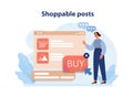 Social media shoppable post. E-commerce platform. Brand advertisement Royalty Free Stock Photo