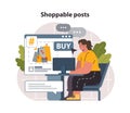 Social media shoppable post. E-commerce platform. Brand advertisement Royalty Free Stock Photo