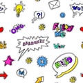 Social media slang and signs, icons and emoji stickers