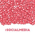 Social media. Social media icons in abstract shape background with counter, comment and friend