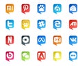 20 Social Media Speech Bubble Style Logo like facebook. driver. slack. car. netflix