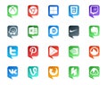 20 Social Media Speech Bubble Style Logo like vk. nvidia. nike. apps. pinterest