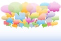 Social media speech bubbles colors background