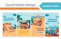 Social media story design set with travel deal