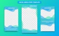 Instagram story design template background frame in Fresh Ocean gradient color of blue and green mix