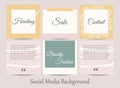 Social media story feed template. Minimal background layout in pastel pink-yellow color