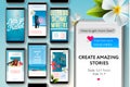 Social media story templates for brands and blogger. Create stories about travelling. Modern promotion web banner for Royalty Free Stock Photo