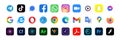 Social media - Telegram, TikTok, Facebook, Instagram etc. Google LLC. Official logotypes of Google Apps. Adobe Products. Internet