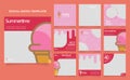 Social media template banner ice cream sale promotion. fully editable instagram and facebook square post frame puzzle organic sale