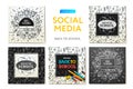 Social media templates Back to School, education and learning. Sketchy notebook doodles with lettering. Modern promotion Royalty Free Stock Photo