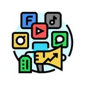 social media tools color icon vector illustration