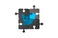 Social Media Twitter Icon on Puzzle Pieces Royalty Free Stock Photo