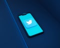 Social Media Twitter Icons with Smartphone 3D Rendered