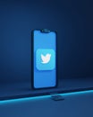 Social Media Twitter Icons with Smartphone 3D Rendered