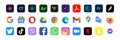 Social media - Twitter, TikTok, Facebook, Instagram etc. Google LLC. Official logotypes of Google Apps. Adobe Products. Internet