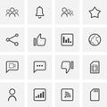 Social media universal line icons set