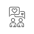 Social media users exchanging like messages. Pixel perfect, editable stroke icon