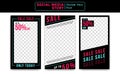 Social media vector banner instagram story template design set midnight neon sale modern style