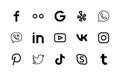 Social media vector linear icons set. Different shapes design of social media icons for websites and mobile applications