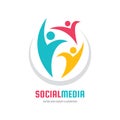 Social media - vector logo template concept illustration. Human character abstract sign. Happy people family symbol. Royalty Free Stock Photo