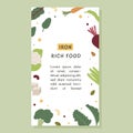 Social media Vertical Banner of iron rich food sources. Social media Story template with place for text. Background