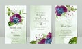 Social media watercolor floral wedding invitation card template set