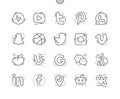 Social media Well-crafted Pixel Perfect Vector Thin Line Icons 30 2x Grid for Web Graphics and Apps.