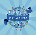 Social media world concept with people online Royalty Free Stock Photo
