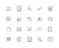 Social media writing line icons collection. Hashtags, Engage, Likes, Shares, Tweets, Posts, Viral vector and linear