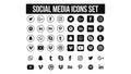 Social mediaSet  icons pack black. Royalty Free Stock Photo