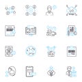 Social mobile linear icons set. Connectivity, Interactivity, Sharing, Accessibility, Engagement, Mobile-first