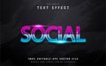 Social neon tyle text effect Royalty Free Stock Photo