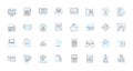 Social nerk linear icons set. Community, Connectivity, Interaction, Shareability, Virality, Nerk, Friendship line vector