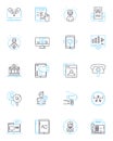 Social Nerking linear icons set. Community, Engagement, Connection, Collaboration, Conversations, Nerking, Sharing line Royalty Free Stock Photo