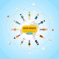 Social network banner with connected icons Royalty Free Stock Photo