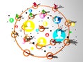 Social network buzz words and icons forming the shape of a talk bubble Royalty Free Stock Photo