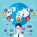 Social network concept Global communication infographic elements Royalty Free Stock Photo