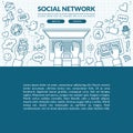 Social network concept illustration with the set of media icons Royalty Free Stock Photo