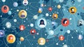 Social network concept. Seamless pattern with people icons. illustration Generative AI Royalty Free Stock Photo