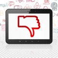 Social network concept: Tablet Computer with Thumb Down on display Royalty Free Stock Photo