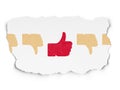 Social network concept: thumb up icon on Torn