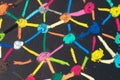 Social network or decentralize concept, macro view of colorful p